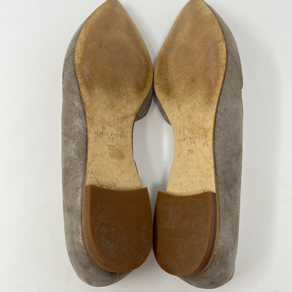 Marc Fisher Sunny D'Orsay Pointed Toe Flats Women's 7 Silver Work Office - Picture 8 of 9